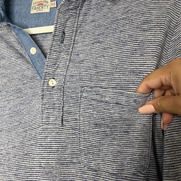 Faherty Collared Pullover Long Sleeve Top Sz XS - Picture 5 of 11